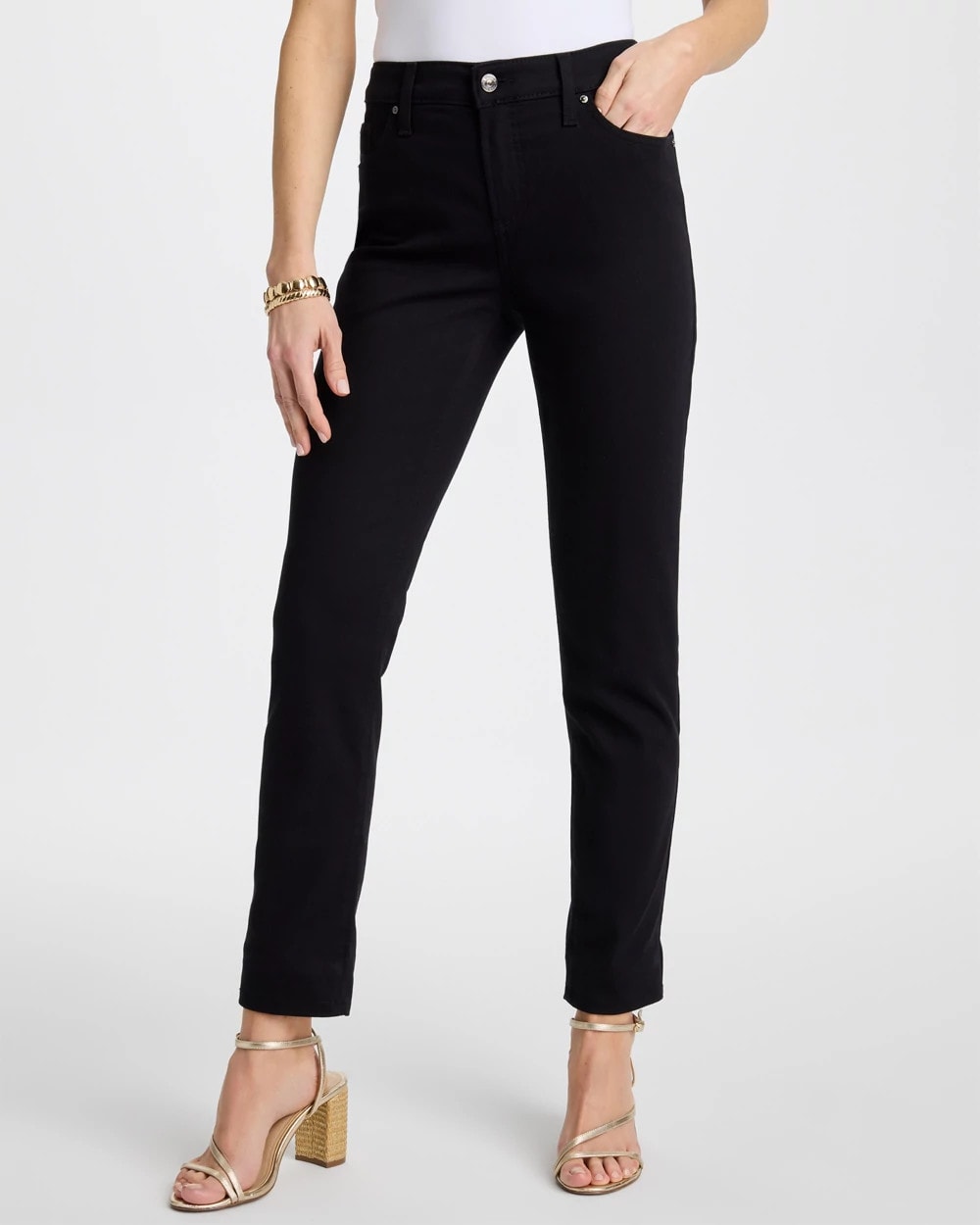 Chico's So Slimming Petite Girlfriend Ankle Jeans Black