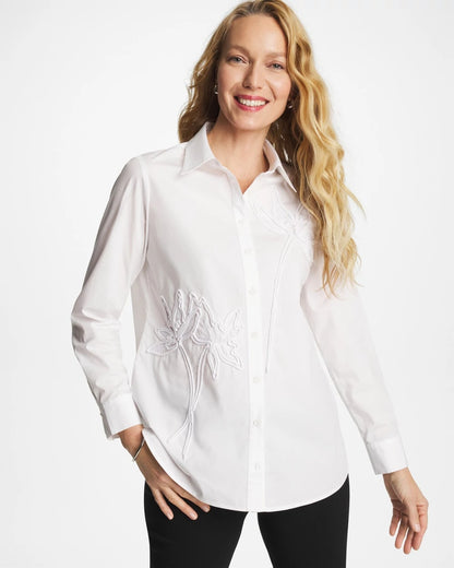 Chico's Poplin Soutache Tunic Alabaster