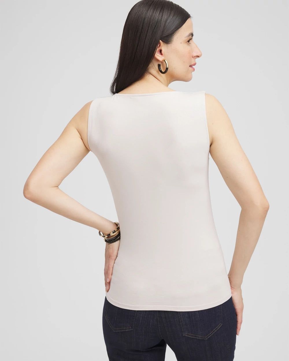 Chico's Contour Cotton™ Square Neck Tank Smokey Taupe