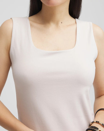 Chico's Contour Cotton™ Square Neck Tank Smokey Taupe