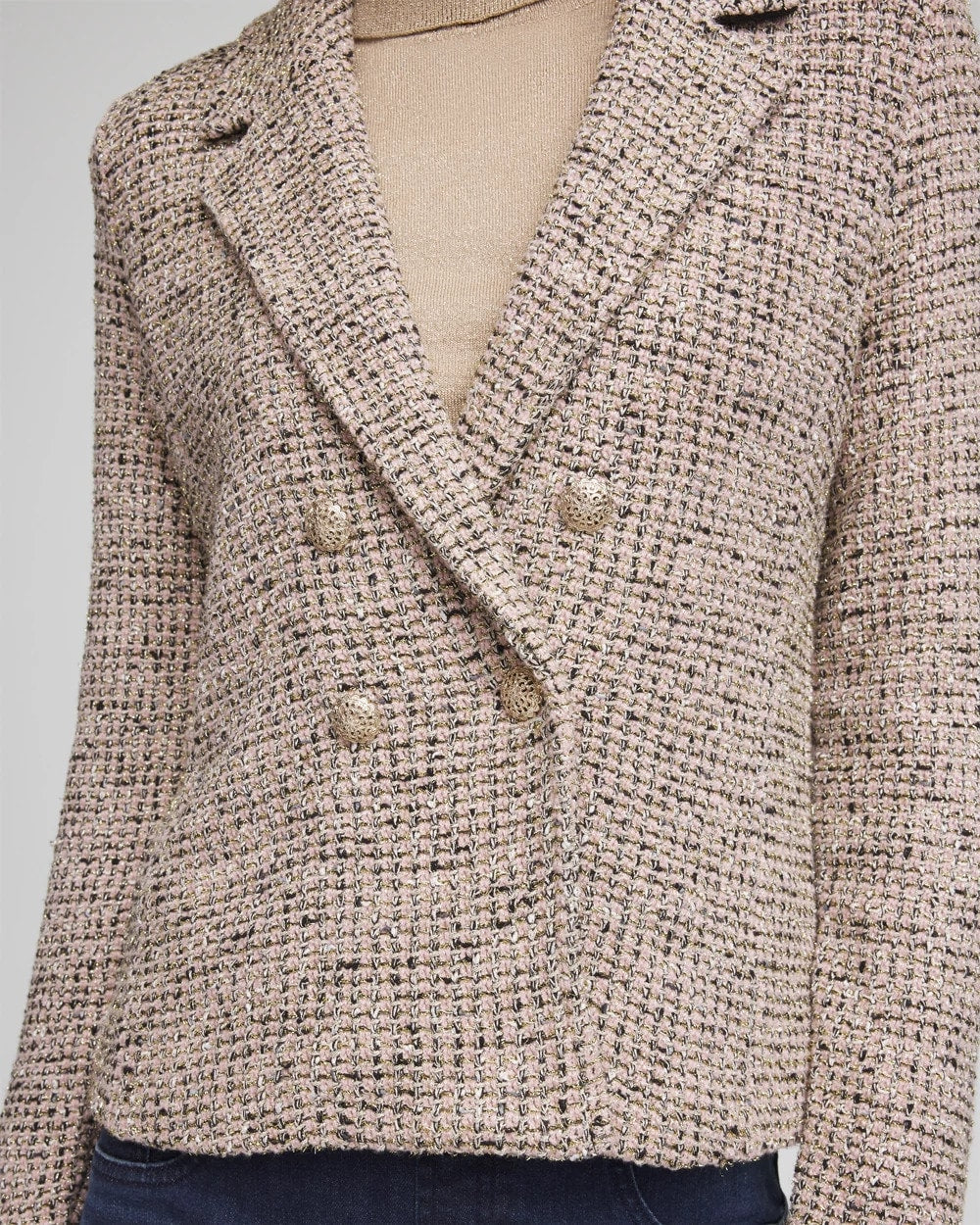 Chico's Double Breasted Tweed Blazer Smokey Taupe