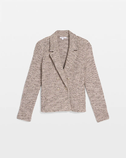 Chico's Double Breasted Tweed Blazer Smokey Taupe