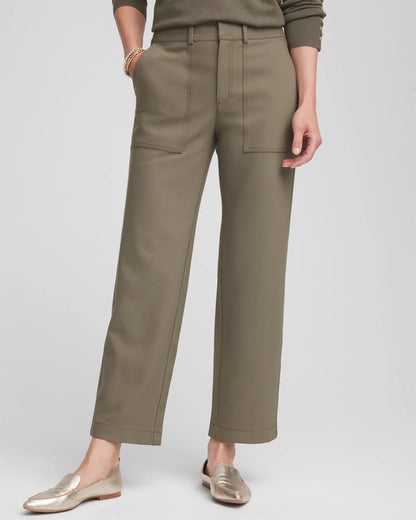 Chico's Petite Bi-Stretch Straight Ankle Pants Nettle Leaf