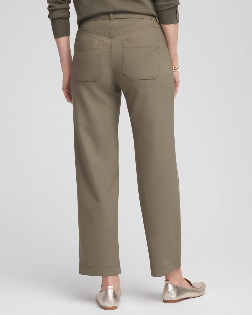 Chico's Petite Bi-Stretch Straight Ankle Pants Nettle Leaf