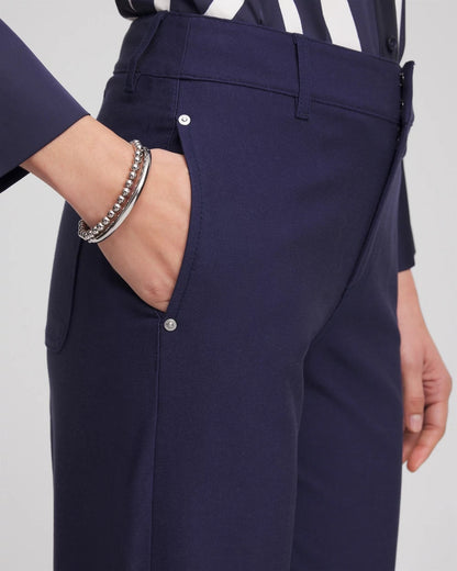 Chico's Cotton Straight-Leg Trousers Passport Blue
