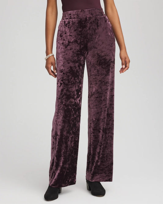 Chico's Crushed Velvet Wide-Leg Pants Night Bloom