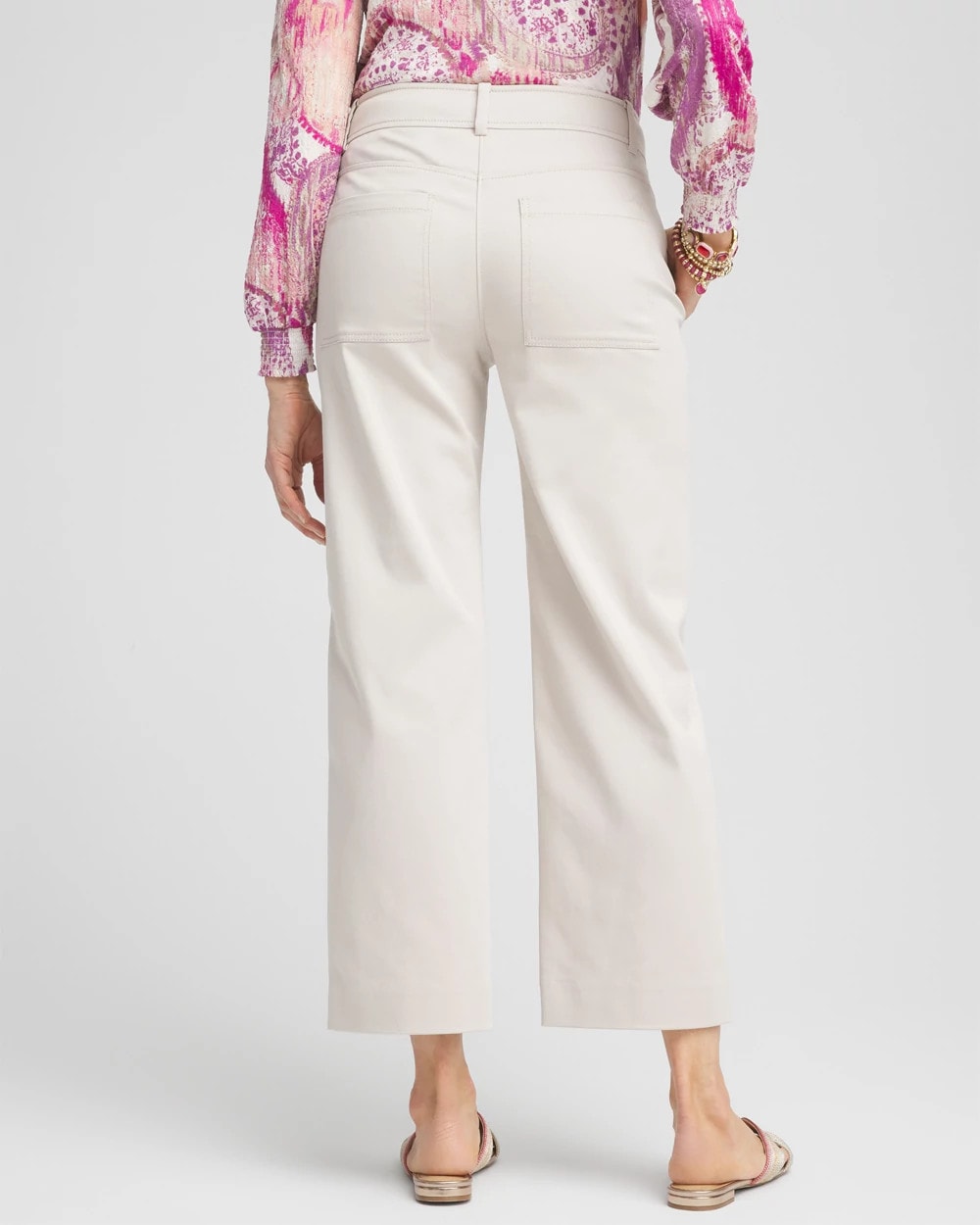 Chico's Stretch Sateen Straight Cropped Pants Smokey Taupe