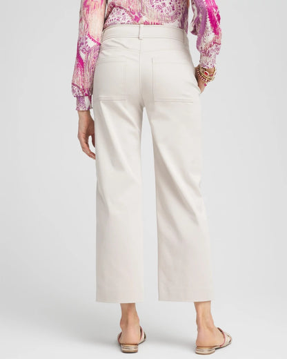Chico's Stretch Sateen Straight Cropped Pants Smokey Taupe