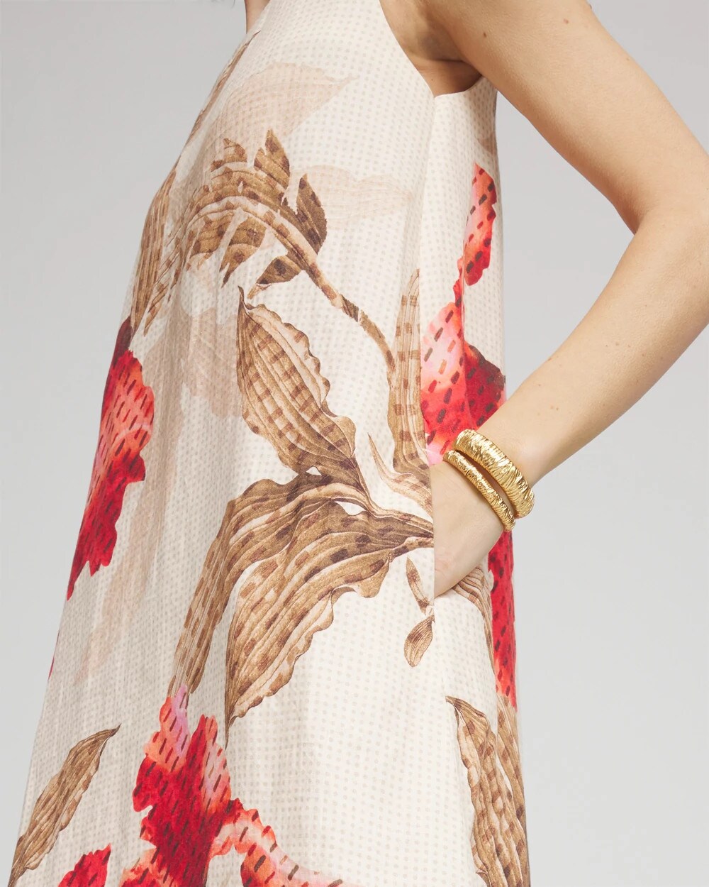 Chico's Floral Tank Linen Maxi Dress Multi