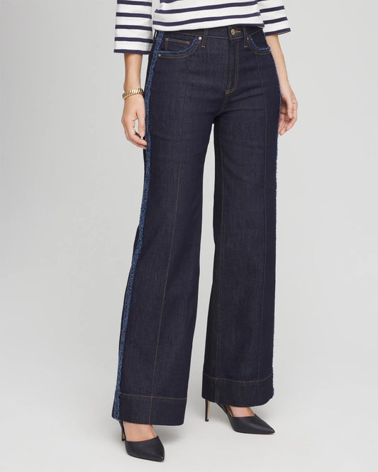 Chico's Frayed High-Rise Wide-Leg Jeans Cedar Rinse
