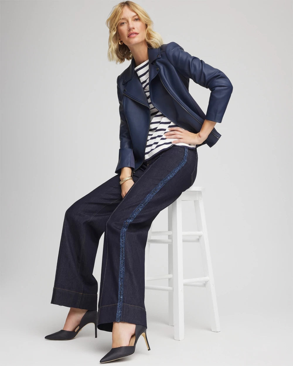 Chico's Frayed High-Rise Wide-Leg Jeans Cedar Rinse