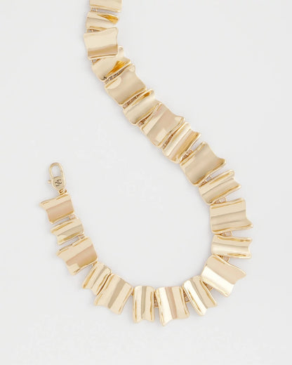 Chico's Gold Wave Collar Necklace Gold