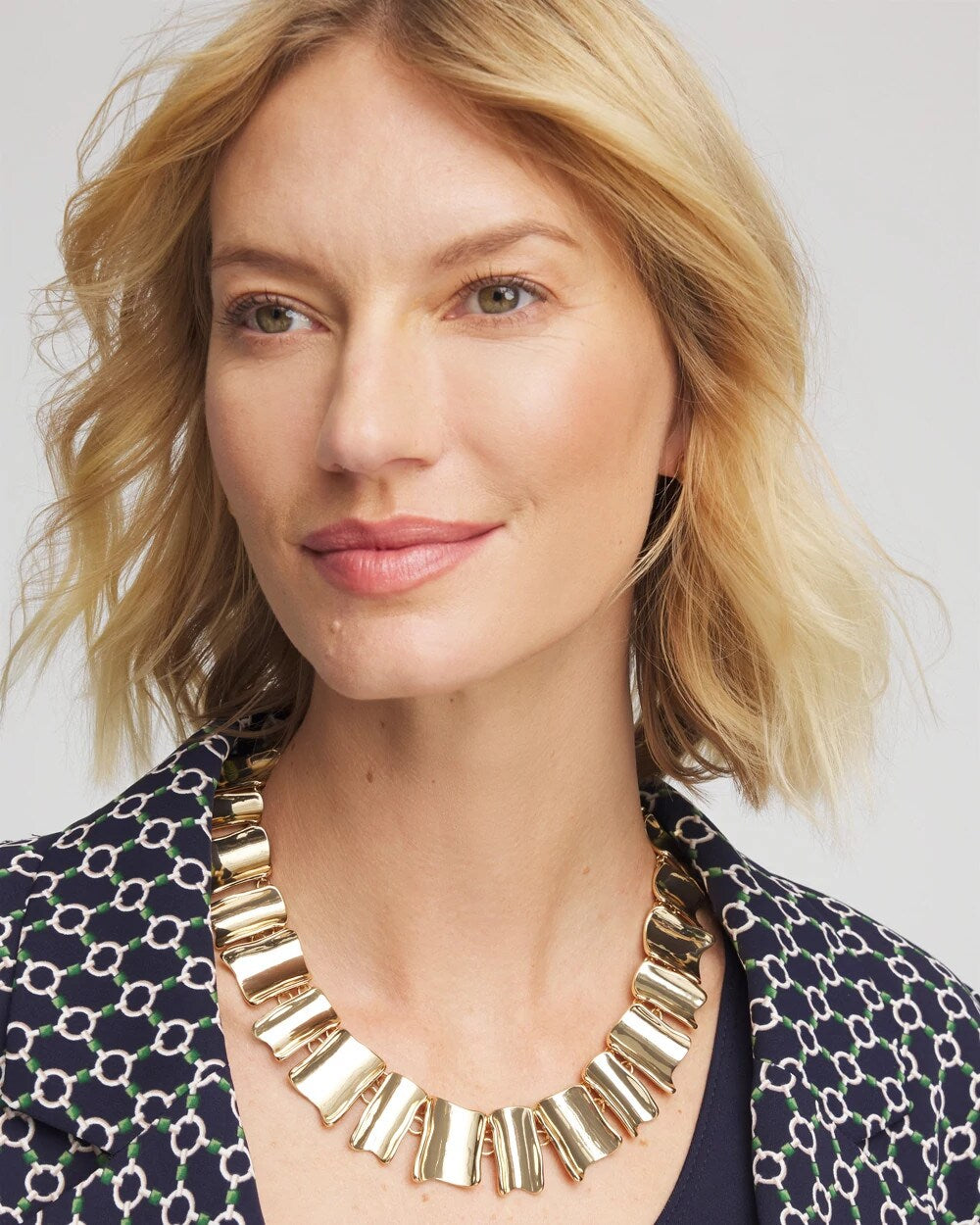 Chico's Gold Wave Collar Necklace Gold
