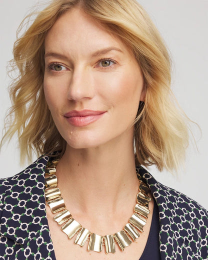 Chico's Gold Wave Collar Necklace Gold