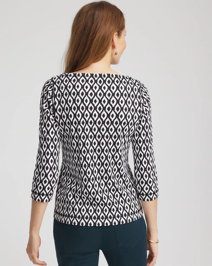 Chico's Pima 3/4 Sleeve Tee Black
