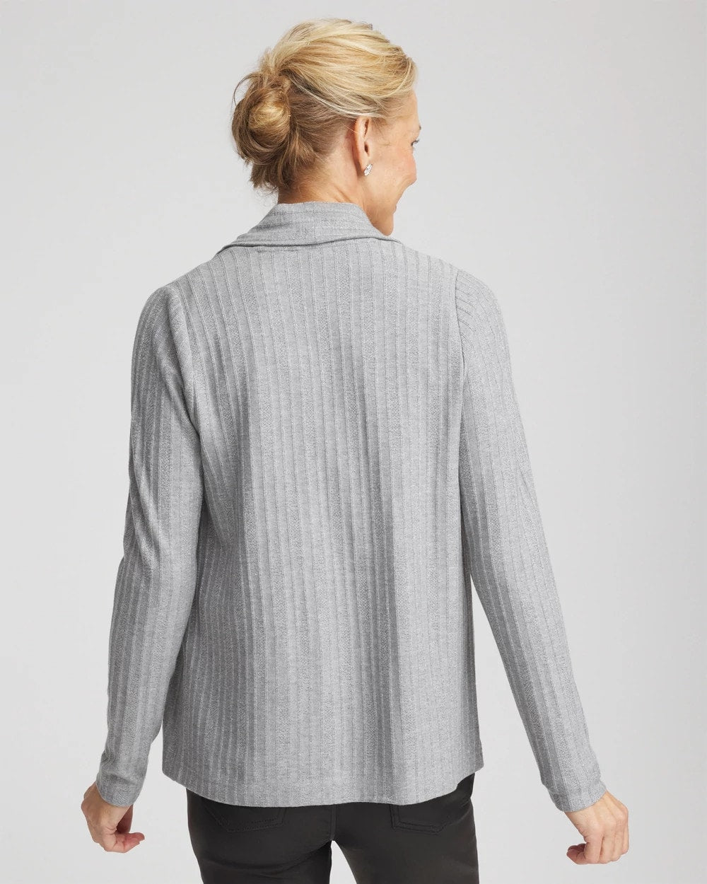 Chico's Cozy Cardigan Fog Heather Gray
