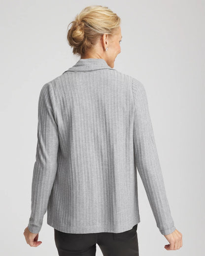 Chico's Cozy Cardigan Fog Heather Gray