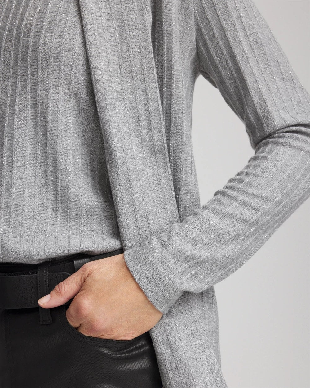 Chico's Cozy Cardigan Fog Heather Gray