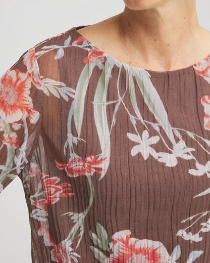 Chico's Textured Banded-Hem Top Dried Mushroom