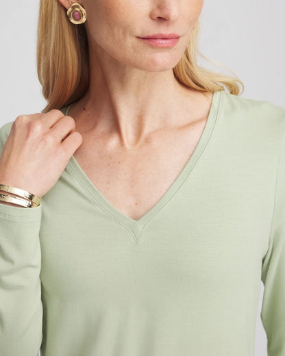 Chico's Touch of Cool™ V-Neck Layering Tee Sage Meadow
