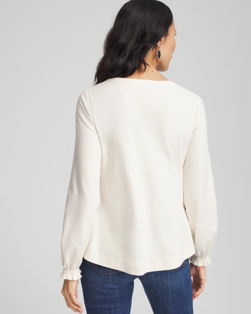 Chico's Embellished Long-sleeve Top English Cream