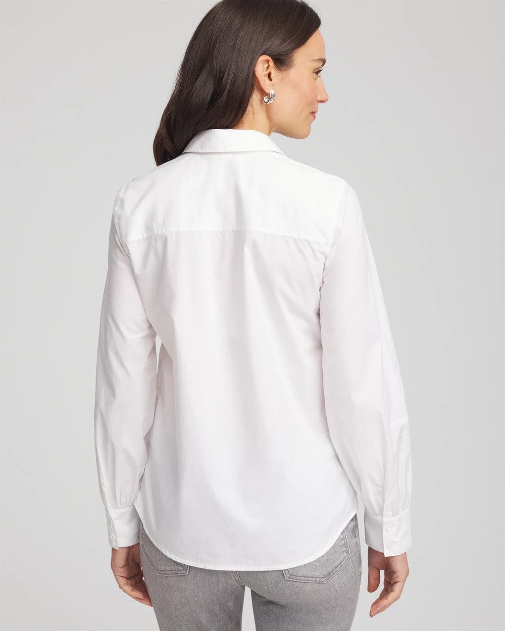 Chico's Jeweled Poplin Shirt Alabaster