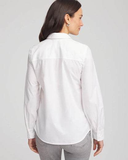 Chico's Jeweled Poplin Shirt Alabaster