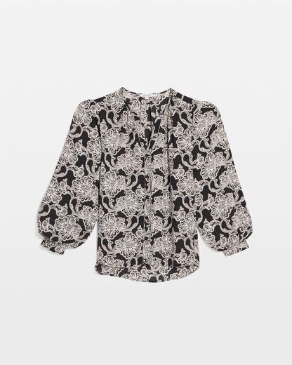 Chico's Caviar Bead Georgette Blouse Black