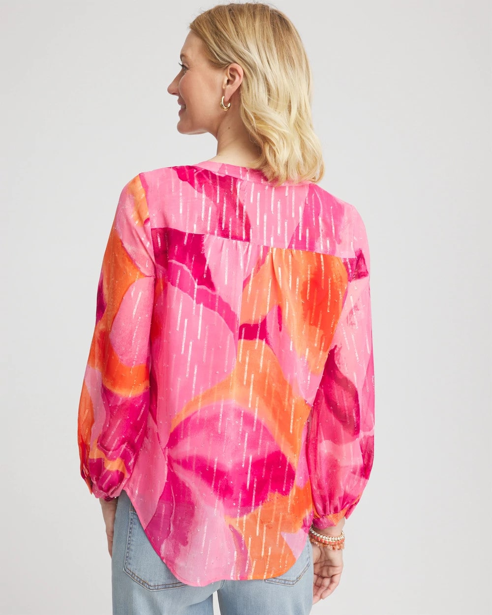 Chico's Watercolor Classic Fit Chiffon Blouse Crushed Berries