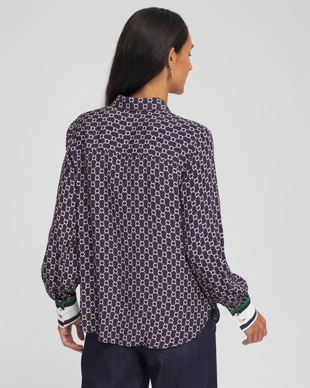 Chico's Faux Silk Twill Shirt Passport Blue