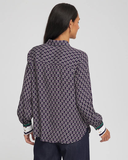Chico's Faux Silk Twill Shirt Passport Blue