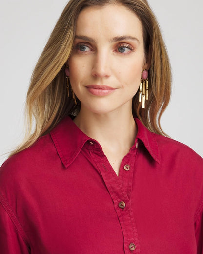 Chico's Tencel™ Classic Fit Shirt Russet Red