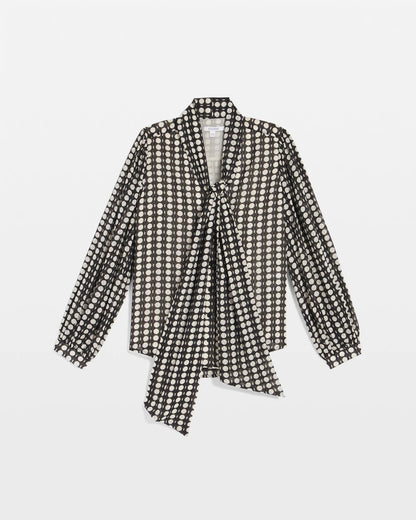 Chico's Clip-Dot Tie-Front Blouse Black