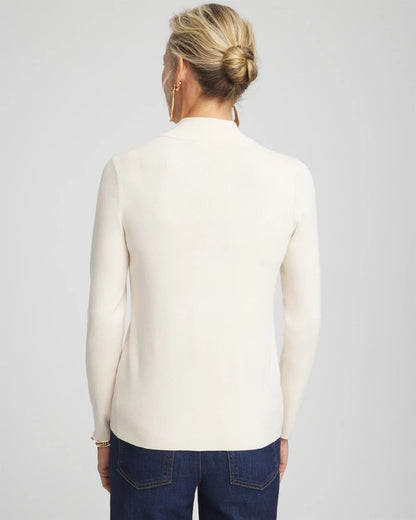 Chico's Ella Mockneck Sweater English Cream