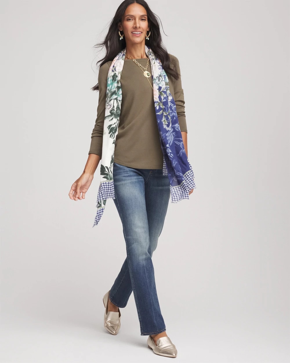Chico's Ella Bateau Pullover Sweater Nettle Leaf