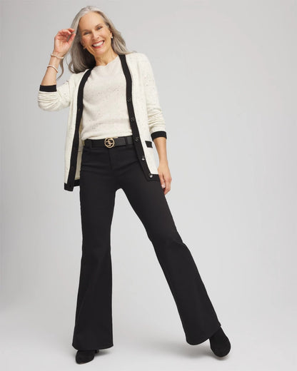Chico's Tipped Lady Jacket Cardigan English Cream