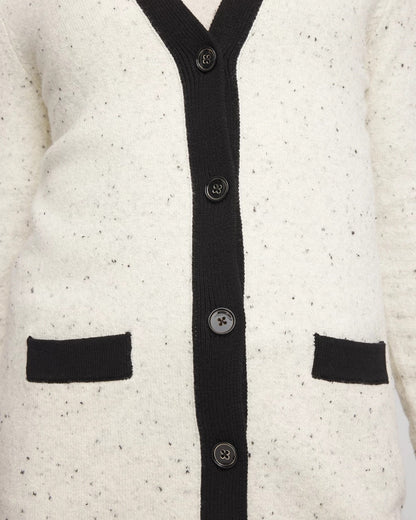 Chico's Tipped Lady Jacket Cardigan English Cream
