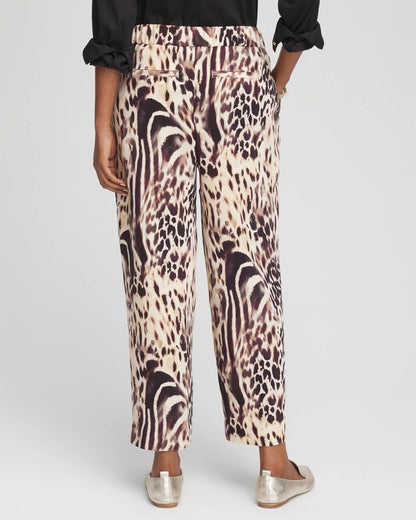 Chico's Bengal Marks Crepe Pull-On Ankle Pants Caramel Apple