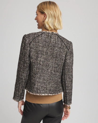 Chico's Tweed Mix Moto Jacket Black