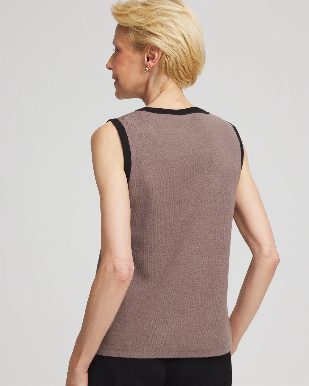 Chico's Travelers™ Tipped Sweater Tank Deep Taupe