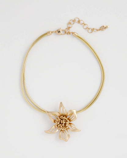 Chico's Gold Flower Pendant Necklace Gold